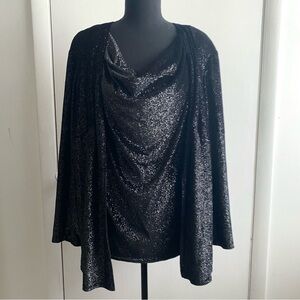 Onyx Nite by Wendy Chaitin 1X Black Sparkly Vintage Blouse